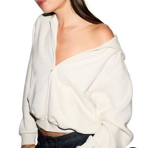 NWT Skims Cotton Fleece Classic Zip Hoodie in oatmeal Heather Size M